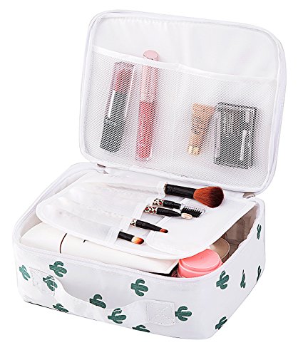 Travel Makeup Cosmetic Case,Portable Brushes Case Toiletry Bag Travel Kit Organizer Cosmetic Bag Cactus A