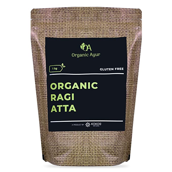 Organic Ayur Ragi Atta(Finger Millet) 1kg, Certified Organic