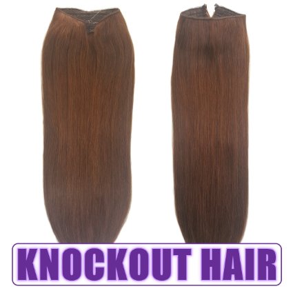 Fits like a Halo (Flip In/Secret) Hair Extensions 20"-22" (#4) - No Clips, No glue, No Tape, No Damage! It's so EASY! 100% Remy Premium Couture Grade AAAAA Human Hair! LIFETIME WARRANTY on the Miracle Wire! (Choc Brown - #4)