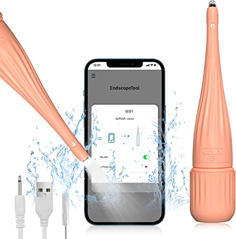 Electronic Enema Kit with Camera, Mobile Silicone Douche for Women and Men Health Care, 6 LED Lights HD Endoscope Automatic Enema Bulb Kit