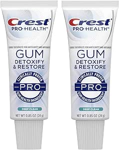 Crest Gum Detoxify & Restore PRO Toothpaste, Deep Cleean 0.85oz (24g) - Pack of 2