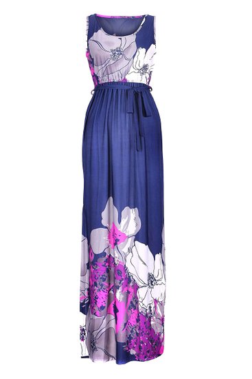 G2 Chic® Women's Bohemian Summer Smocked Jersey Maxi Dress