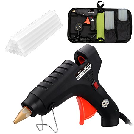 YTE 60W Hot Glue Gun with 20 Melt Glue Sticks and Carry Bag,High Temperature Hot Melt Glue Gun Kits for Metal,Wood,Glass,Paper,Fabric, Plastic , Jewelry,Ceramics and Car Auto DIY Projects&Sealing and Quick Repairs