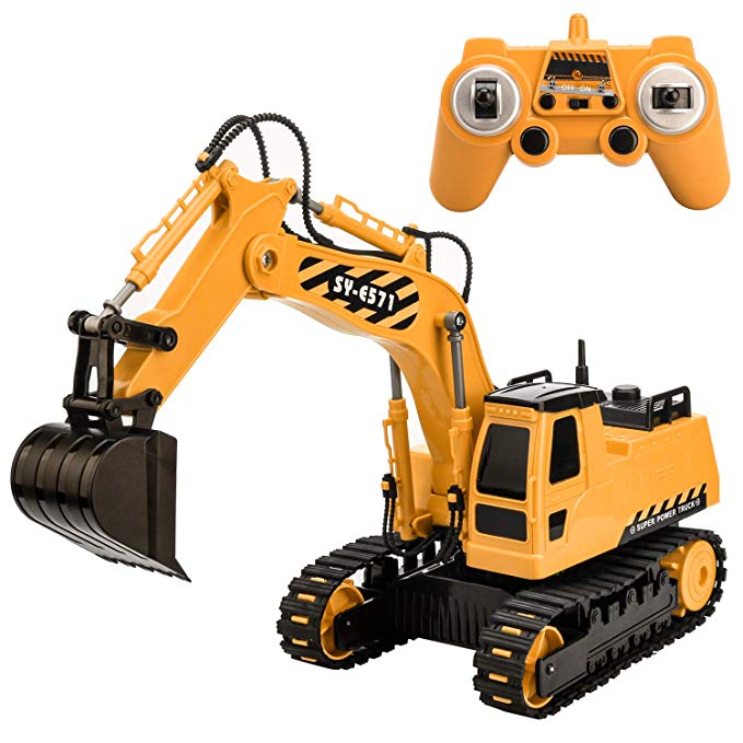 Remote Control Excavator Truck , 2.4G Crawler Full-Function Construction Vehicles Rechargeable Tractor Digger Engineer Machine, Kid's Early Education Hobby Toys Indoor and Outdoor