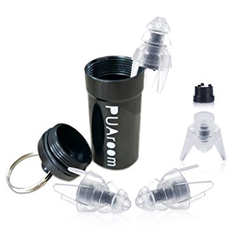 PUAroom Sleeping Ear Plugs, 2 Pairs Silicone Noise Cancelling Earplugs for Snoring with Handy Bottle, Reusable and Washable