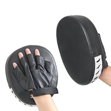 Xgeek 2PCS PU Leather Punching Kicking Palm Pad Target Mitt Glove for Focus Training of Karate MuayThai Kick Boxing UFC MMA
