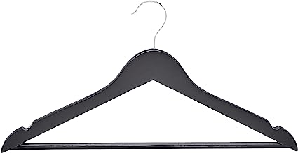 Amazon Basics Wood Suit Clothes Hangers - Black, 10-Pack