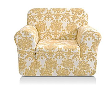 Chunyi Printed Sofa Covers 1-Piece Spandex Fabric Slipcover (Chair, Yellow Flower)