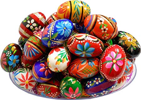 Polish Easter Handpainted Wooden Eggs (Pisanki), Set of 6