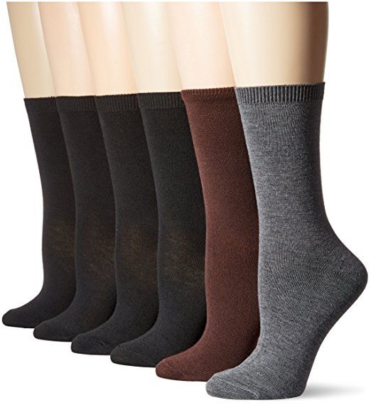 Nine West Women's Flat Knit Basic Crew Socks 6-Pack