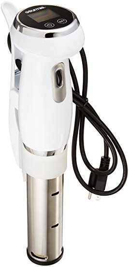 Gourmia GSV130 Digital Sous Vide Machine Pod Immersion Circulator Precision Cooker – Powerful 1200 Watts Motor - Includes Digital Timer - White - Includes Free Recipe Cookbook