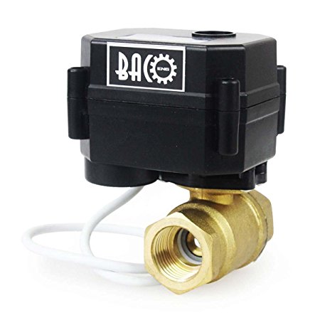 BACOENG 1/2" Brass NPT 2 Port Motorized Valve (DC12V CR02 Three Wires Control Electric Ball Valve)