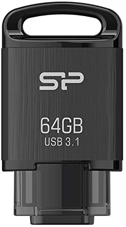 Silicon Power 64GB USB-C Type C 3.0/3.1 Gen 1 Flash Drive Mobile C10, Black