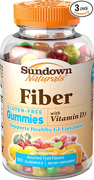 Sundown Naturals Fiber with D3 Gummies, 50 Count