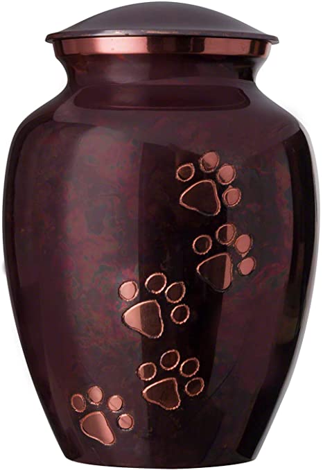 Best Friend Services Ottillie Paws Series Pet Urn for Dogs and Cat Ashes, Hand Carved Pet Cremation Urns