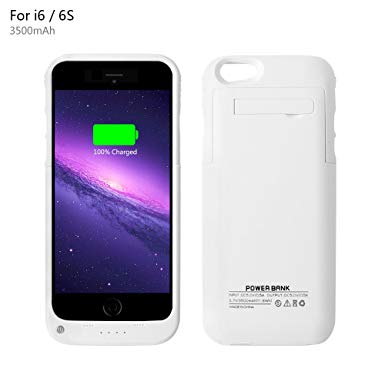 YHhao 3500mAh Charger Case for iPhone 6 / 6s Slim Extended Battery Case Portable Cell Phone Battery Charger Back up Power Bank - White16