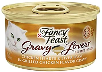 Fancy Feast Gravy Lovers Chicken Hearts & Liver Feast in Grilled Chicken Flavor Gravy Cat Food 3 oz, 12 Cans