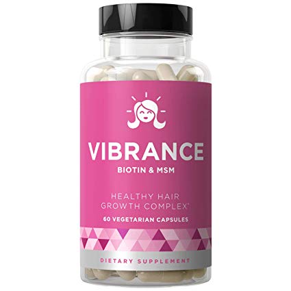 Vibrance Hair Growth Vitamins - Grow Hair Faster, Healthier & Stronger Length, Beautiful Locks for All Hair Types - Biotin & OptiMSM - 60 Vegetarian Soft Capsules