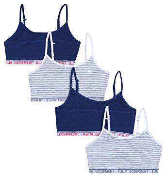 B.U.M. Equipment Girls Convertible Cotton/Spandex Training Bra, 4 Pack (More Colors Available)