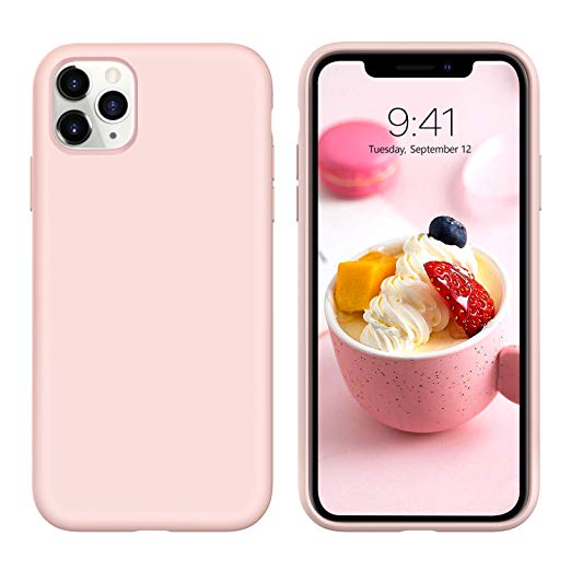 iPhone 11 Pro Case,iPhone 11 Pro Case 5.8 2019, DUEDUE Liquid Silicone Soft Gel Rubber Slim Fit Cover with Microfiber Cloth Lining Cushion Shockproof Full Body Protective Anti Scratch Case for iPhone 11 Pro 5.8 2019 for Women Girls,Pink Sand