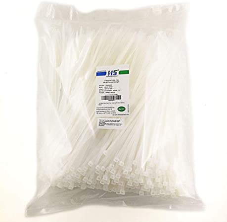 HS White Nylon Cable Ties 12 Inch Zip Ties (1000 Pack) 50 LBS Clear Zip Ties 12 Inch Plastic Ties Straps for Electrical,Christmas,Weding Fastening