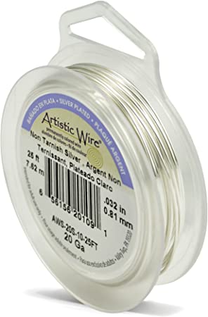 Beadalon 25 ft Artistic 20-Gauge Tarnish Resistant Coil Wire, Silver