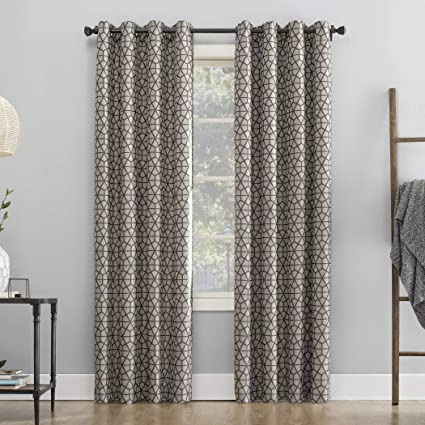 Sun Zero Verve Twill Mosaic Thermal Extreme 100% Blackout Grommet Curtain Panel, 52" x 84", Cocoa/Cream