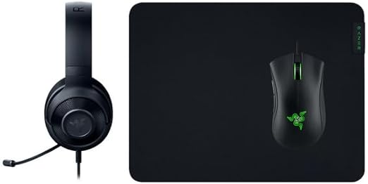 Razer Next Level Gaming Bundle - Kraken X Lite Wired Headset, DeathAdder Essential Wired Mouse, and Gigantus V2 Medium Mouse Mat