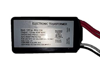 60 Watt Halogen Electronic Potted Transformer 120 Volt in-Out / 12 Volt Output Auto Restart Soft Start Short Circuit Protected with Auto Restart