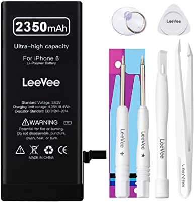 LeeVee Battery for iPhone 6, 2350mAh High Capacity Replacement Battery Compatible with iPhone 6 (A1586, A1589, A1549) 0 Cycle Li-Polymer Battery for iPhone 6 with Repair Tools Kits and Instructions