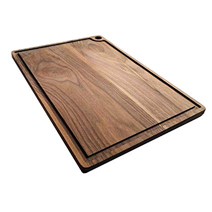 Accented Kitchen Walnut Wood Cutting Board (17.75x12) - Reversible Chopping Board with Juice Groove for Carving and Serving