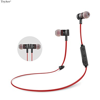 TryAce® Sports Music Stereo Wireless Bluetooth V4.1 Headset Headphone Earbuds Earphone with Mic Hands-Free for Running with Microphone for iPhone, Android(TKA-09-Red)