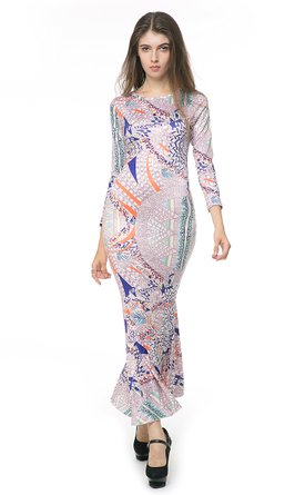 Sexy Womens Vintage Long Sleeve Bodycon Evening Gown Mermaid Maxi Dress