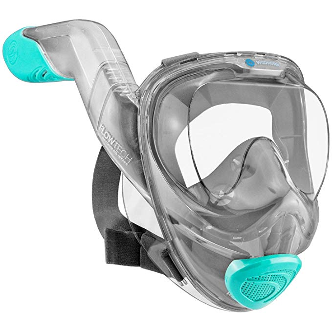 WildHorn Outfitters Seaview 180° V2 Full Face Snorkel Mask with FLOWTECH Advanced Breathing System - Allows for A Natural & Safe Snorkeling Experience- Panoramic Side Snorkel Set Design