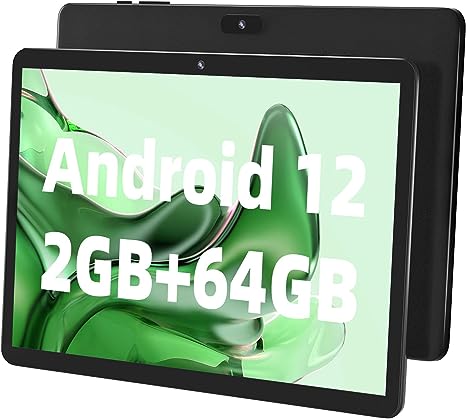 SGIN Tablet with 10.1 Inch Android 12 Tablets, 2GB RAM 64GB ROM 1280 * 800 IPS Display, with Quad-Core A133 1.6Ghz Processor, 2MP   5MP Camera, Bluetooth 4, WiFi, GPS, 5000mAh(Black)