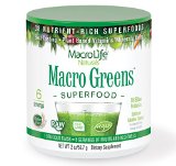 Macro Greens Superfood - 18 Billion Non-Dairy Probiotic Cultures - Raw Green Superfood - Certified Organic Barley Grass Powder - 5 Servings Of Fruits and Vegetables - Americas Best Tasting Greens - Non GMO - Vegan - Gluten and Dairy Free - 6 Servings - 2 oz 567 g