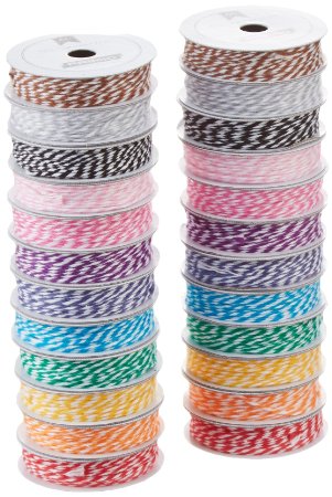 American Crafts Value Pack Baker's Twine, 5-Yard, 12-Bright Colors, 24-Pack
