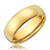 Christmas Gift Sale King Will 8mm 24k Gold Plated Domed Tungsten Metal Ring Mens Classic Wedding Band High Polished Finish