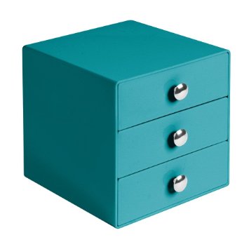 InterDesign 3 Drawer Storage Organizer for Cosmetics, Makeup, Beauty Products and Office Supplies, Teal