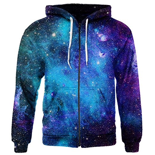 SAYM Mens' Full Zip Up Fleece Pockets Galaxy Jackets Sweatshirts Hoodies