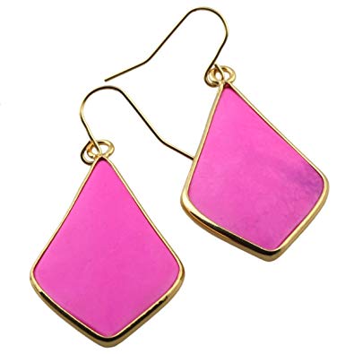 rockcloud Crystal Stone Dangle Hook Earrings Rhombus/Teardrop Gold Plated