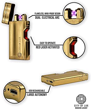 Dual Arc Classic Lighter USB Rechargeable Flameless and Windproof Electric Lighter