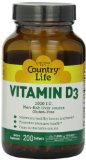 Country Life Vitamin D3 1000 IU Soft Gels Large 200 sg 200 Count