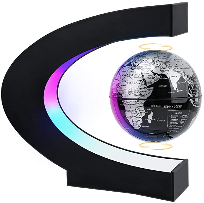 MOKOQI Magnetic Levitating Globe with LED Light, Cool Tech Gift for Men Father Boys, Birthday Gifts for Kids, Floating Globes World Desk Gadget Decor in Office Home /Display Frame Stand
