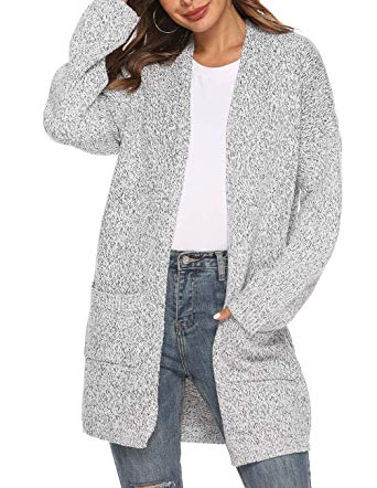 joyliveCY Women's Knit Cardigan Sweater Long Sleeve Open Front Cardigans Loose Sweater with Pockets