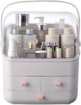 3-Layer Desktop Cosmetic Storage Box Transparent Separation Dressing Table Organiser Portable Beauty Makeup Case 35.5 * 28 * 18CM White