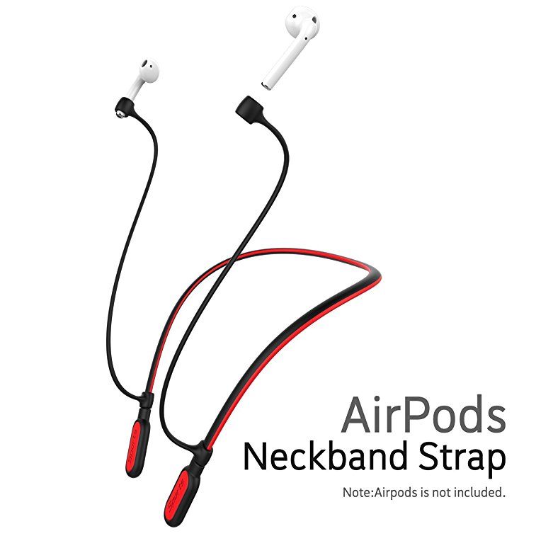 AirPods Strap,Silicone Anti-lost Strap wire cable connector sports neckband strap for airpod airpods （Red）