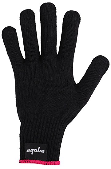 Eqoba Heat Resistant Flat Iron Glove, Professional Anti-Burn Protection Black Glove Pink Cuff