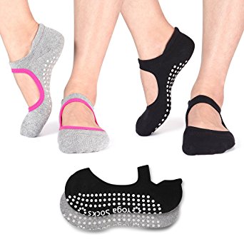 Yoga Socks Non Slip Skid Pilates Ballet Barre with Grips Cotton For Women Men