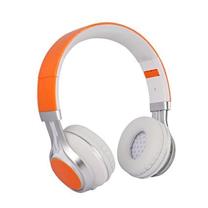 YHhao Over-Ear Headphone, Foldable Headphone with Microphone Mic and Volume Control for iPhone, iPad, iPod, Android Smartphones, PC, Laptop, Mac, Tablet, Over-Ear Headset for Music (Orange04)